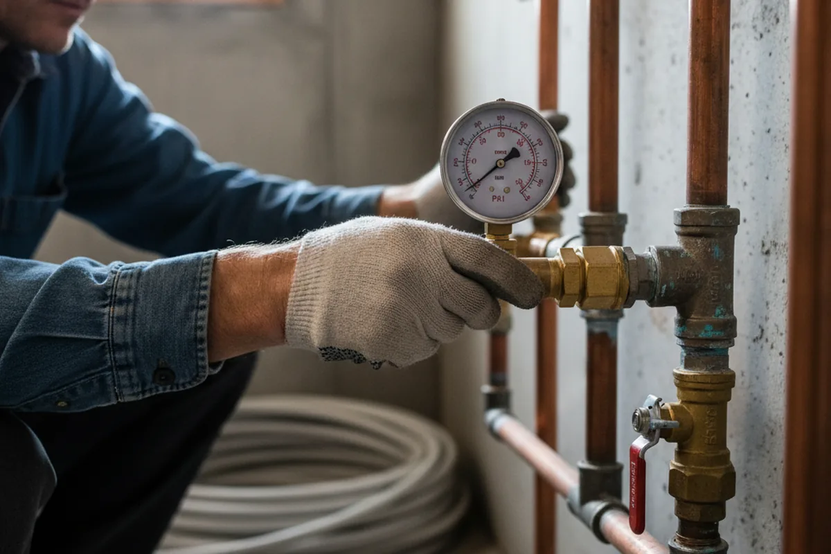 Pressure testing a repaired line during Water Line Repair in Johnsonburg